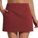 Sarin Mathews Women's Skort 95% Cotton Mini Tennis Skirt with Built-in Shorts and Pockets for Golf Pickleball Running (Red, S)