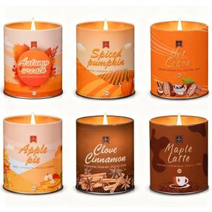 58oz Winter Scented Candles Set 6Pcs Aromatherapy Soy Wax Decorative Candles for Birthday Halloween Christmas, House Warming Gifts for Women 9oz Apple/Vinilla/Cinnamon/Pumpkin/Latte/Cocoa Candle