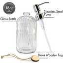 JASAI 18 Oz Clear Glass Soap Dispenser with Rust Proof Stainless Steel Pump, Refillable Liquid Hand soap Dispenser for Bathroom, Premium Kitchen Soap Dispenser (Clear) with Metal Stand 