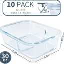 KOMUEE 10 Packs 30oz Glass Meal Prep Containers 2 Compartments,Glass Food Storage Containers with Lids,Airtight Lunch Bento Boxes,Microwave,Oven,Freezer and Dishwasher Safe