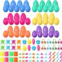 novelinks Fillable Easter Eggs, Plastic Colorful Bright Easter Egg with Hinge, Pre Stuffed Easter Eggs with Toys Inside, Perfect for Suprise Egg, Easter Hunt (50 Pack)