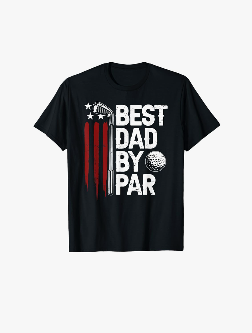 Golf Best Dad By Par Daddy Golfer American Flag Father's Day T-Shirt L