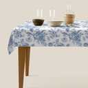 Blue Floral Square Tablecloth 60x104 Inch, Blue and White Chinoiserie Flower Toile Table Cloth Square Polyester Stain Resistance Blue Table Cover Decorations for Party Picnic Kitchen Decor