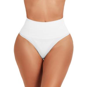 Thong Shapewear for Women Tummy Control Body Shaper Underwear Seamless High Waist Shaping Panties Girdle (Small, White)