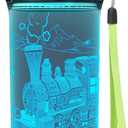 Lightzz Kids Water Bottle with 3D Glowing Train LED Light - Tritan BPA Free - Creative Ideal Travel Cup Train Engine Gift for Back to School Girl Boy Child Holiday Camping Picnic (Train Engine 14 Oz)