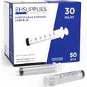 BH Supplies 30ml Luer Slip Tip Syringes (No Needle) - Sterile, Individually Wrapped - 50 Syringes