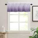 Valance Curtain Short Kitchen for Windows, Purple Gradient for Bedroom Living Room Bathroom, Small Rod Pocket Decorative Window 60"x18"