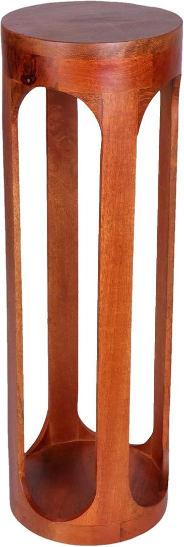 Wood Round Drink Table for Living Room Bed Room Side Endtables Coffee Cup Stand Pedestal Modern Nightstands Stool Wooden Decorative Drink Tables for Plant Display&Storages (Dark Walnut(8x23"))