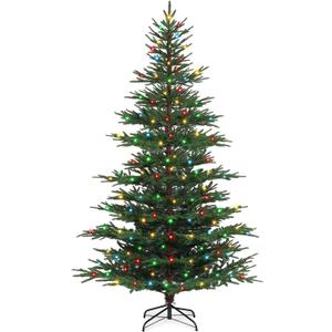8 FT Pre-Lit Artificial Christmas Tree with 400 Dual-Color LEDs & Timer, 890 Realistic Branch Tips, Metal Stand for Holiday Home Christmas Decorations