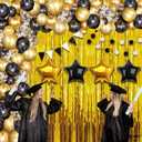KatchOn, Black and Gold Party Decorations Set - Huge, Pack of 89 | Black and Gold Balloon Arch Kit with Gold Fringe Curtain Backdrop | Graduation Decorations 2025, Black and Gold Birthday Decorations