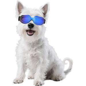 Namsan Dog Goggles Small Breed, Anti-UV Sunglasses for Dogs Small Breeds, Windproof Riding Dog Eye Protection, Yorkie Glasses with Elastic Straps, Easy Put-on/Adjustable, Bright Blue