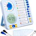 3-in-1 Visual Timer Task Timer with Chore Chart Board, ADHD Tool for Kids Adults Visual Schedule for Kids with Autism, Daily Checklist for Home, School, Classroom, Desk, Chore Chart