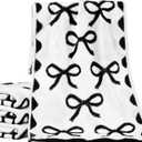 4 Pcs Black Bow Hand Towels for Bathroom 13 x 29'' Soft 100% Cotton Coquette Face Towel Kitchen Decor Absorbent Preppy Bathroom Decor Bridal Shower Wedding Gift