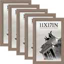 11x17 Picture Frame 5 Pack, Walnut Solid Wood Poster Frame for Wall