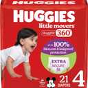 Huggies Size 4 Baby Diapers, Little Movers HuggFit 360° Baby Diapers with 360° Waistband, Size 4 (2237 lbs), 21 Count
