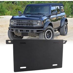 Front License Plate Bracket for Ford Bronco, Steel License Plate Mounting Holder Front License Plate Frame Compatible with 2021 2022 2023 2024 Ford Bronco, Black