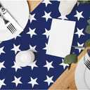 HOSNYE Table Runner Blue Star,Cotton Linen Table Runner Decoration for Kitchen Family Dinner Table Holiday Party Farmhouse Style 13 x 72 Inch