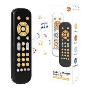 Orzbow Baby Remote Control Toy for 6 Months+ with Music, TV Remote Toy with Realistic Light and Sound - English, French and Spanish for Infant Play - BPA Free, Black