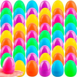 4 Inch Plastic Fillable Easter Eggs 54 pcs Large Colorful Easter Egg Big Flat Bottom Eggs Bulk for Easter Basket Fillers Egg Hunt Party Supplies (54 Pcs (6 Color) - Flat Bottom (4 Inch))