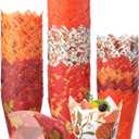 500 Counts Thanksgiving Tulip Cupcake Liners Birthday Party Muffin Cupcake Baking Liners Grease Proof Cake Liner Holders for Fall Christmas Halloween Birthday Party(Leaf)