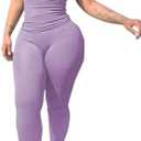 PINSV 2 Piece Sets for Women Summer Casual Jogger Workout Outfits Fitted Crew Neck T-shirt High Waist Legging Sets, M