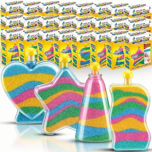 Liberty Imports Sand Art Kits for Kids - Create Your Own Colored Sand Art, Includes Bottles, Funnels, Sticks, Bags of Sand for Arts and Crafts, Schools, Birthday Party Favors Bulk (24 Pack)