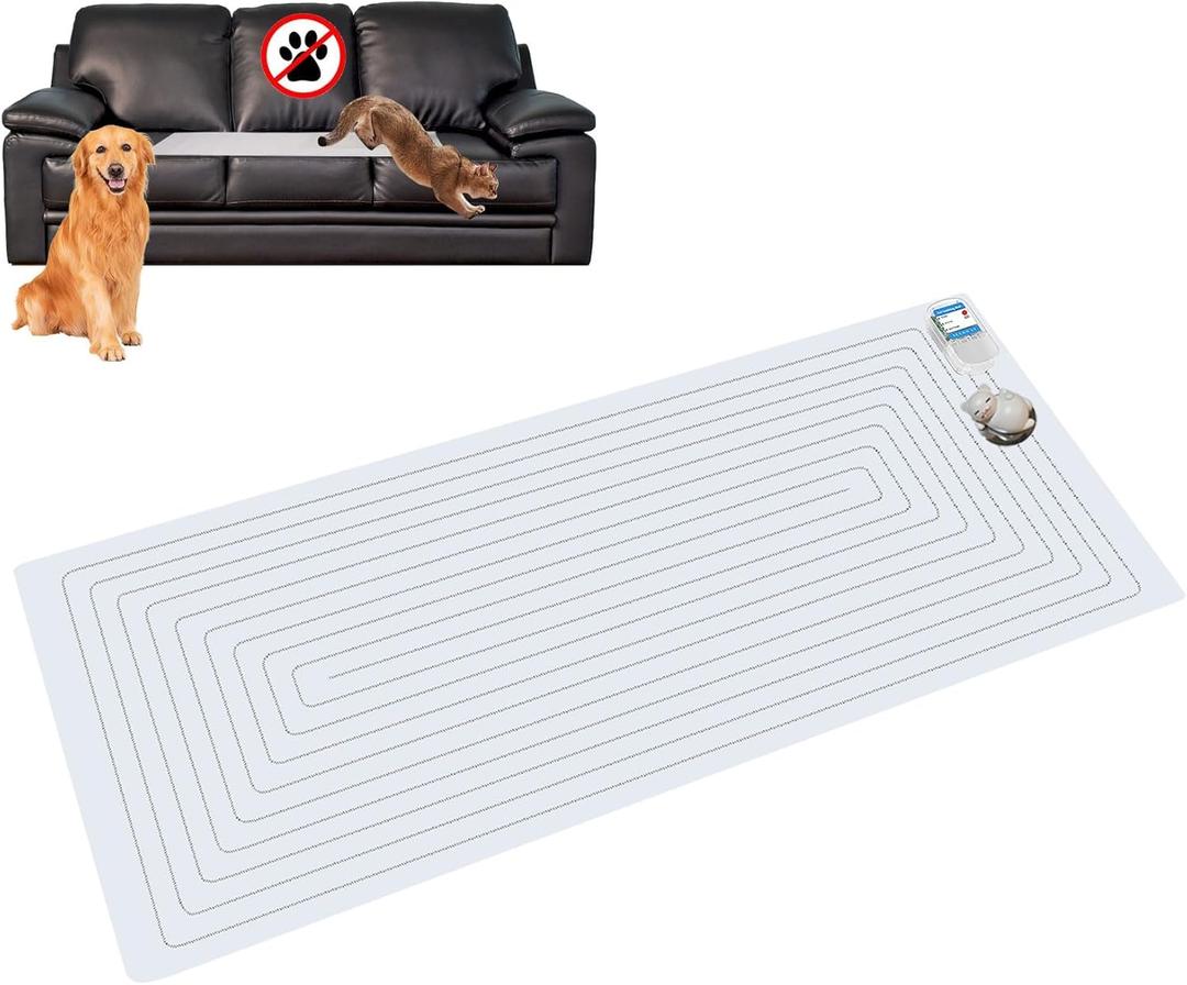 SEERWAY Pet Training Mat 48"x20" with Built-in Tester - Electric Shock Pad for Dogs & Cats, 3 Adjustable Modes to Keep Pets Off Couch, Bed & Kitchen Surfaces