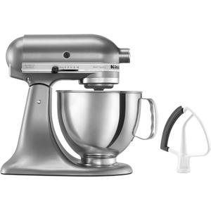 KitchenAid Value Bundle Artisan Series 5 Quart Tilt-Head Stand Mixer with Included Flex Edge Beater, KSM150FECU, Contour Silver