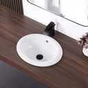 Bathroom Vessel Sink 18'' x 15'' Semi Recessed Bathroom Sink Oval Drop-in Vanity Sink with Overflow White Ceramic Modern Art Basin