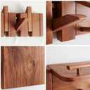 Mid Century Modern Wood Coat Rack Wall Mount with Shelf, 9 Hooks, Walnut