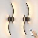 VOLISUN Battery Operated Wall Sconces Set of Two, 27.6 inch Wireless Wall Sconces, 3000K-6500K Dimmable Wall Lamps with Remote, Rechargeable Black Wall Lights for Living Room, Hallway, Bedroom