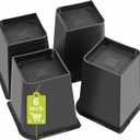 Bed Risers 2 inch, 3 inch, 4 inch, 6 inch, 8 inch Heavy Duty, Oversized Furniture Riser for Couch Sofa Table Chair Leg Frame Dorm, Support up to 6000 Lbs (Black Full 4 Pack, 6 inch)