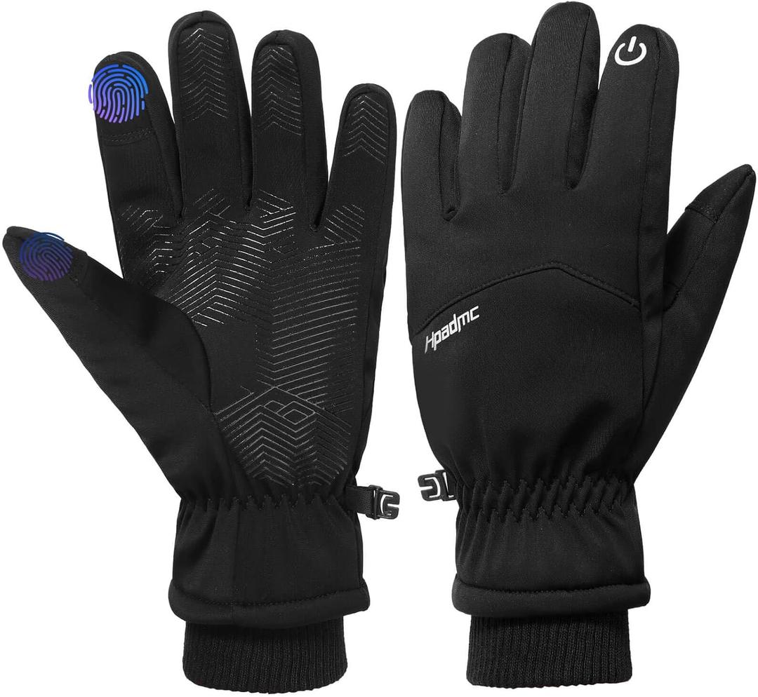 Winter Gloves Men Women, Waterproof Windproof Touchscreen Thermal Glove for Cold Weather Driving, Running Cycling Hiking, M/L/XL (Black, M)