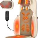 Shiatsu Neck and Back Massager with Heat - 3D Kneading & Vibration Full-Back Massage Cushion to Ease Muscle Stiffness, Adjustable Intensity & Height for Office Chair, Home Use (Beige)