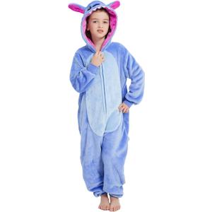 Halloween Christmas Unisex Kids Flannel Cosplay Onesie Costume Outfit Suit for Girls and Boys (12 Years, Stitch)