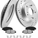 MOTOREVO Front Geomet Coated Brake Kit for Civic [ 2012-2014 ] [ONLY for 261.7mm 10.3in Rotors] [2013-2014 LX 10.3in ONLY, NOT 11.1in] High-Carbon Alloy Drilled & Slotted Vented Discs & Ceramic Pads