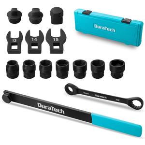 DURATECH 15-Piece Universal Ratcheting Serpentine Belt Tool Set, Belt Tensioner Tool Kit with Blackening Treatment for Installing and Removing Pulleys and Belts