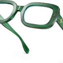 VISOONE Rectangle Blue Light Blocking Glasses Thick Square Frame Computer Glasses Vintage Women Men Harmony (Basil Green)