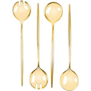Blue Sky Novelty Gold Serving Spoon & Spork Set, 96 Count Bulk Disposable Plastic Serveware for Buffets, Parties, Catering & Holidays