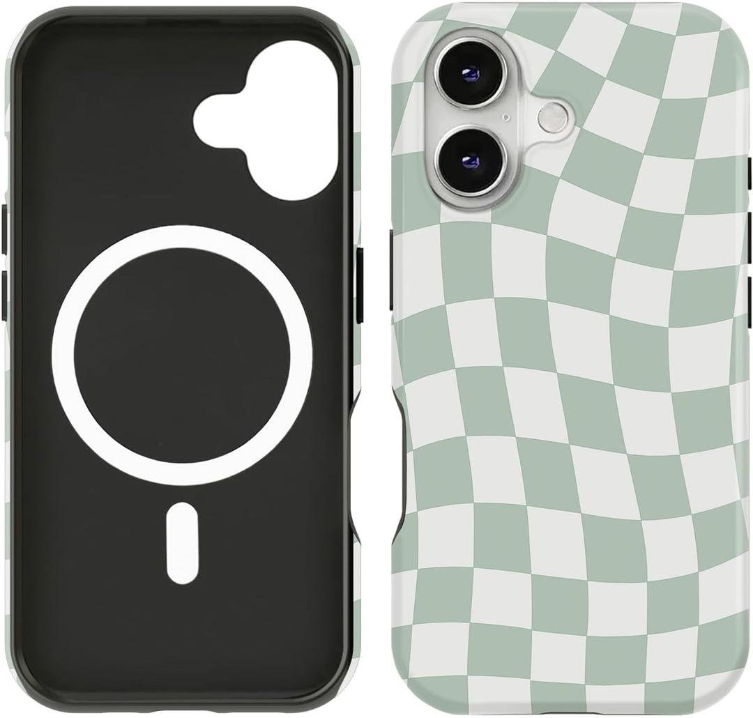 Compatible with iPhone 17 Case [Compatible with MagSafe] -Shockproof Protective 8 ft Drop Tested TPU Cover Phone Case 6.3" (Checkerboard, iPhone 17 6.3")