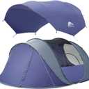 4/6 Person Easy Pop Up Tent, Waterproof, Automatic Setup,2 Doors-Instant Family Tents for Camping, Hiking & Traveling (Blue)