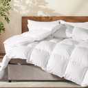 Feather Down Cotton Comforter Oversize King Size, All Season 100% Cotton Duvet Insert, Hotel Luxury Bedding Comforter Cozy Ultra Soft Medium Warmth Duvet Insert with 8 Corner Tabs White 120 x 98Inch
