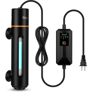 hygger 11W Aquarium U-V Light with Timer, 360 Protective Shield Clean Lamp for Green Water & Algae, Amphibian Small U-V Light for 60-180 Gal Freshwater & Saltwater Fish Tanks