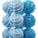 ChrisWish Baby Blue Christmas Ball Ornaments, Christmas Ball Decorations Shatterproof Plastic Hanging Pearl Balls for Holiday Party(70mm/ 2.76", 12ct)