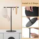 niffgaff T Bar Purse Display Stand Tabletop: Adjustable Height Handbag Holder, Countertop Hanging Rack for Long Necklace Scarf Lanyard, Black