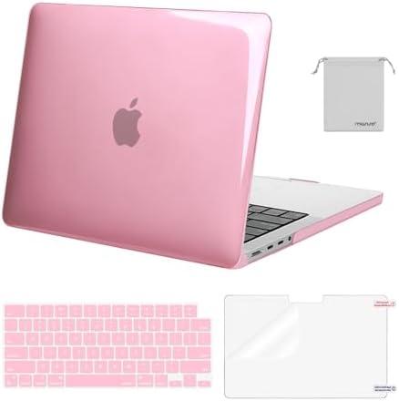 MOSISO Compatible with MacBook Pro 14 inch Case 2025 2024 2023 2022 2021 M4 M3 M2 M1 A3112 A3185 A3401 A2918 A2992 A2779 A2442, Plastic Hard Shell&Keyboard Cover&Screen Film&Pouch, Crystal Pink