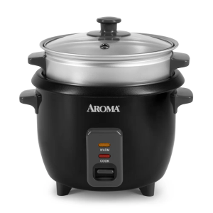 Aroma® 6-Cup Pot-Style Rice Cooker and Food Steamer - Black/Silver