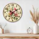 CHGCRAFT 12 Inch Wall Clock Retro Flowers Wall Clock Battery Operated Non Ticking Silent Flowers Decorative Kitchen Clock for Living Room Bedroom Home Office Decor