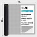 304 Stainless Steel Mesh Window Screen Roll,35IN x 10FT Black Metal Window Screen Replacement,Window Screen Mesh for Window,Door,Patio,Pet,Vent,Filter,Porch,Cage and DIY Projects (22 Mesh)