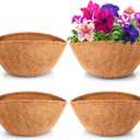 LAVEVE Coco Coir Liner Replacement for Plant Hanging Basket, 4 PCS 14 Inches Round Thick Coconut Fiber Liners for Garden Flowers Vegetables Pot, Box Planter